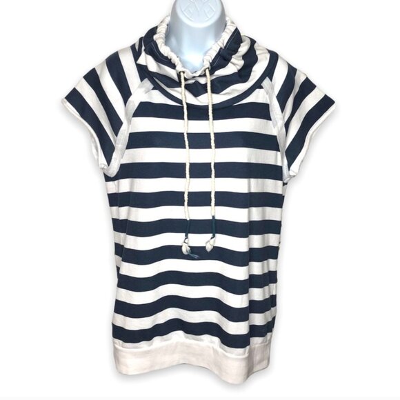 Roxy nautical striped cowl neck short sleeve sweatshirt XL - Picture 1 of 7